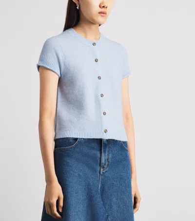Me+em Wool-blend Button T-shirt In Blue