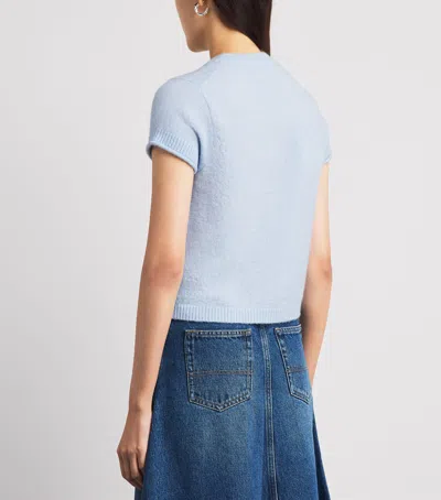 Me+em Wool-blend Button T-shirt In Blue