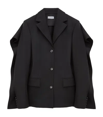 Loewe Wool Open-back Blazer In Black