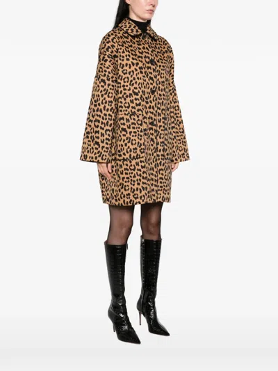 Semicouture Leopard-print Button-up Coat In Multi