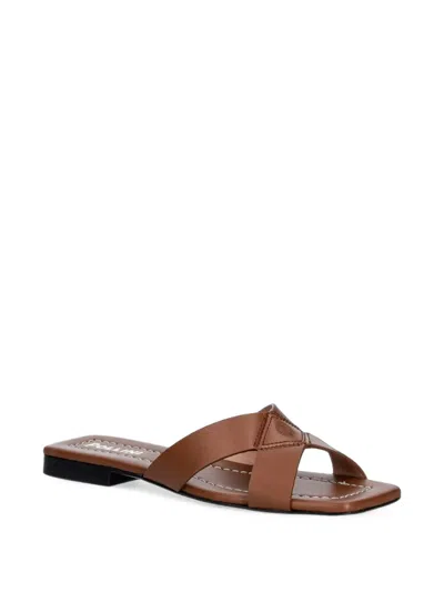 Pollini Crossover Square-toe Slides In Brown
