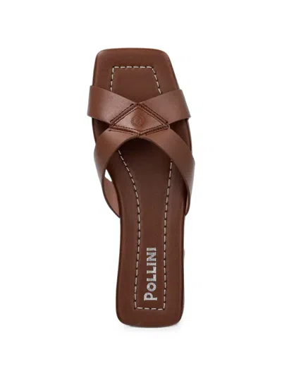 Pollini Crossover Square-toe Slides In Brown