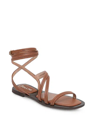 Pollini Wrap-around Leather Sandals In Multi