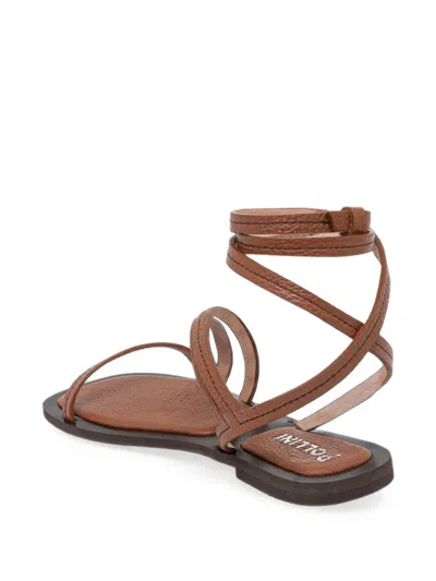 Pollini Wrap-around Leather Sandals In Multi