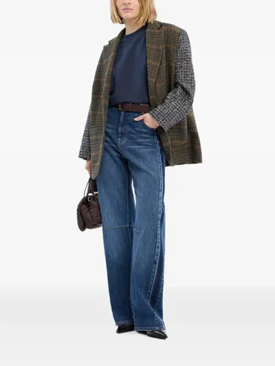 Munthe Check-pattern Sequin-embellished Jacket In Brown