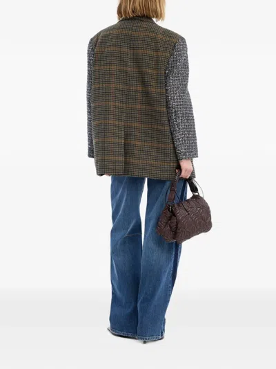 Munthe Check-pattern Sequin-embellished Jacket In Brown
