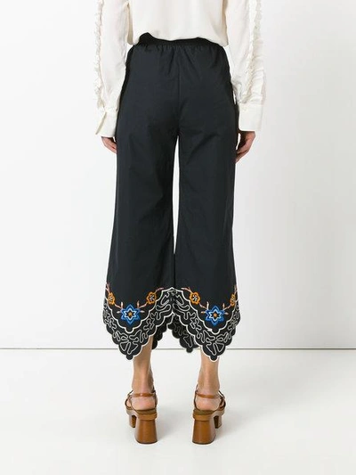 Shop See By Chloé Floral Embroidered Cropped Trousers