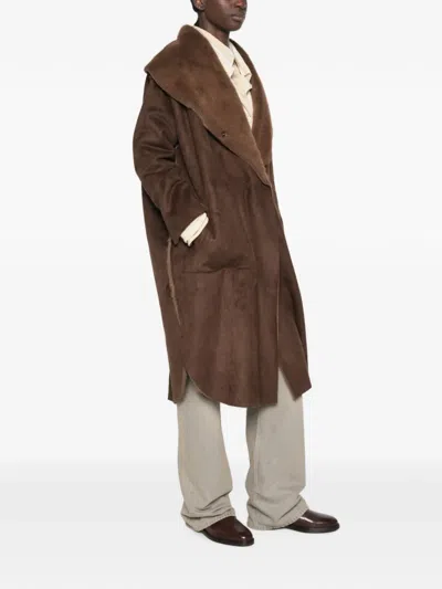Collection Privèe Faux-shearling Oversized Coat In Multi