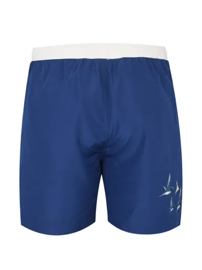 Exit Society Bird-print Drawstring Swim Shorts In Blue