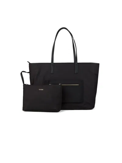 Guess Polyester Tote Bag In Black