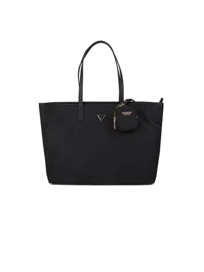 Guess Polyester Tote Bag In Black