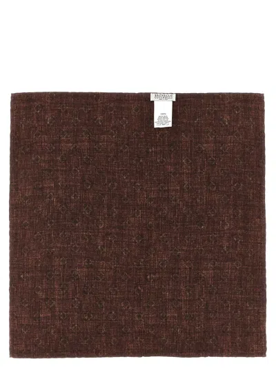 Brunello Cucinelli Geometric-patterned Silk Clutch In Red