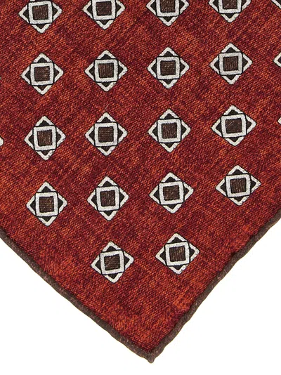 Brunello Cucinelli Geometric-patterned Silk Clutch In Red