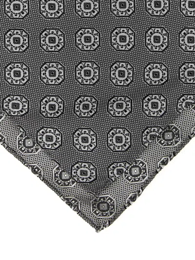 Brunello Cucinelli Silk Medallion-pattern Clutch In Gray