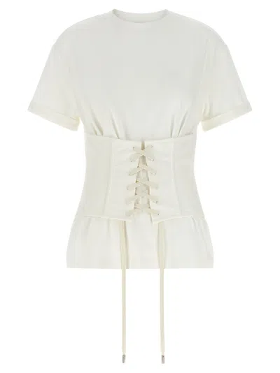 Alexander Mcqueen Mcqueen Cotton Jersey Corset T-shirt In White