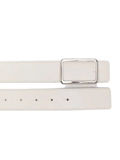 Maison Boinet Leather With Rectangular Buckle Belt In White
