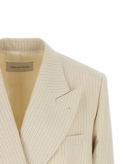 Dries Van Noten Pinstriped Double-breasted Blazer In Multi