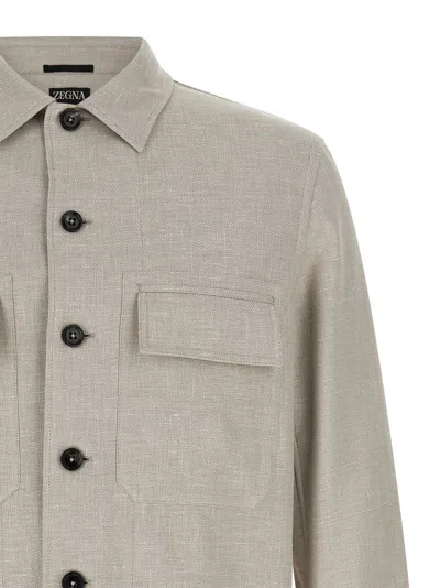 Zegna Crossover Overshirt In Beige
