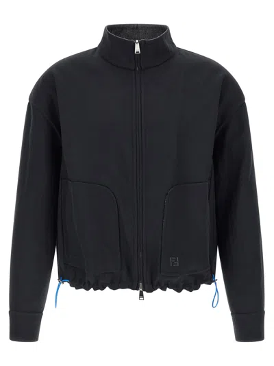 Fendi Reversible Wool Blouson In Gray