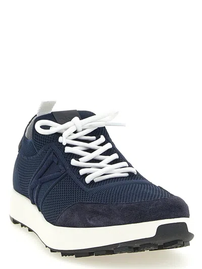 Kiton Technical Cotton Sneakers In Blue