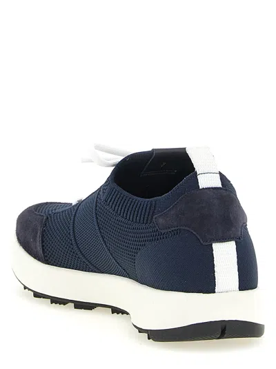 Kiton Technical Cotton Sneakers In Blue