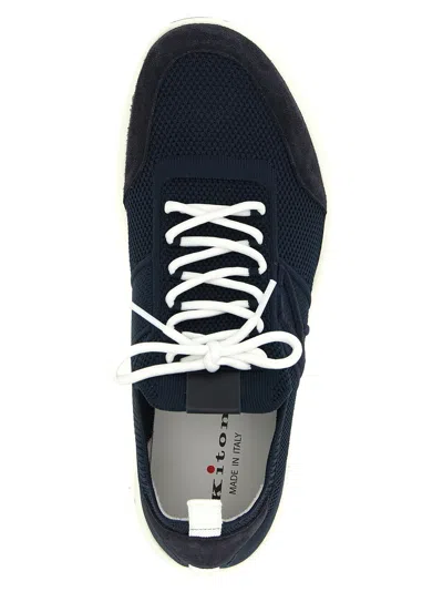 Kiton Technical Cotton Sneakers In Blue