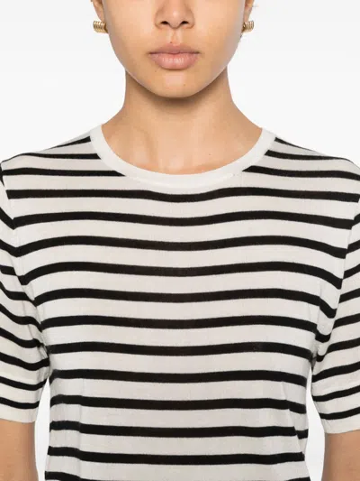 Soft Goat Silk And Cashmere Striped T-shirt In Multi
