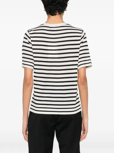 Soft Goat Silk And Cashmere Striped T-shirt In Multi