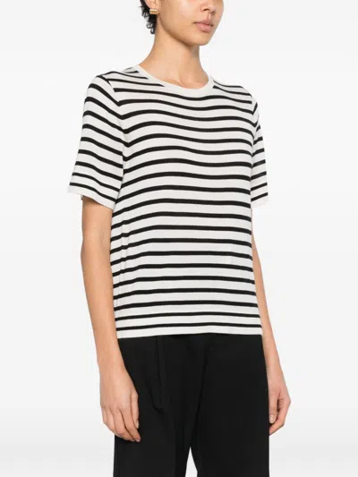 Soft Goat Silk And Cashmere Striped T-shirt In Multi