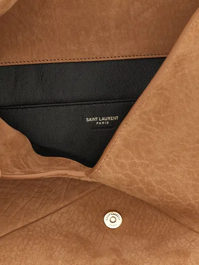 Saint Laurent Envelope Maxi Clutch In Camel