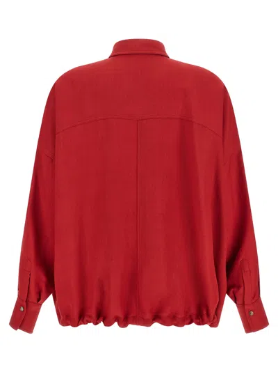 Brunello Cucinelli Red Oversized Solid Shirt In Red