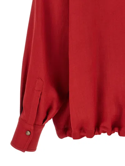 Brunello Cucinelli Red Oversized Solid Shirt In Red