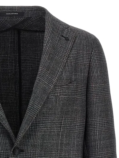 Tagliatore Check-patterned Virgin Wool Blend Blazer In Multi