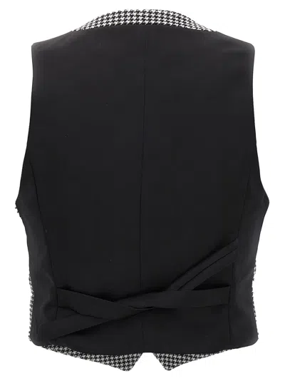 Alexandre Vauthier Houndstooth Wool Blend Vest In Black