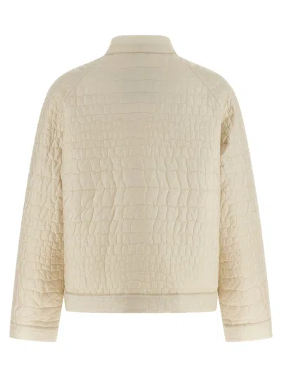 Moncler Down Jacket In Cream