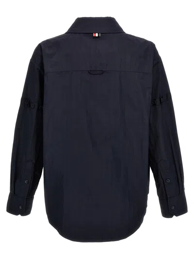 Thom Browne Button-up Overshirt Checkered Pattern In Blue
