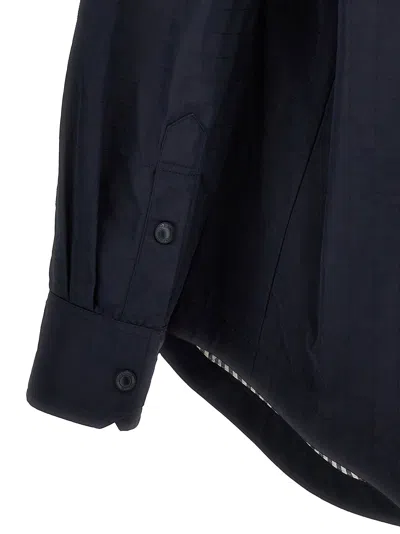 Thom Browne Button-up Overshirt Checkered Pattern In Blue