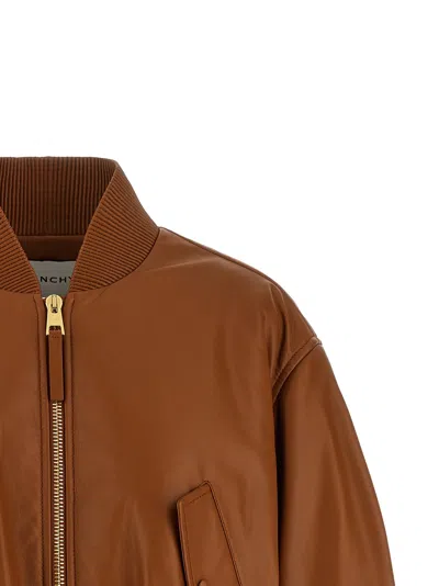 Givenchy Lamb Nappa Leather Bomber Jacket In Brown