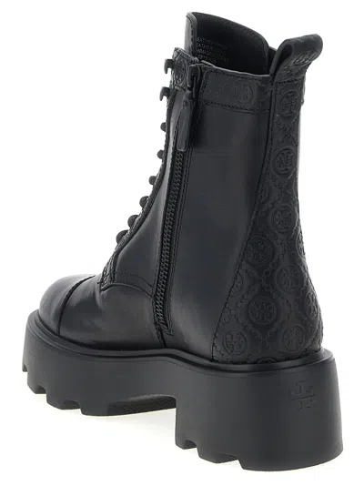 Tory Burch Monogram-embossed Lug Sole Ankle Boot In Pink