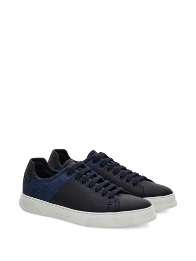 Ferragamo Monogram Low-top Leather Sneaker In Multi