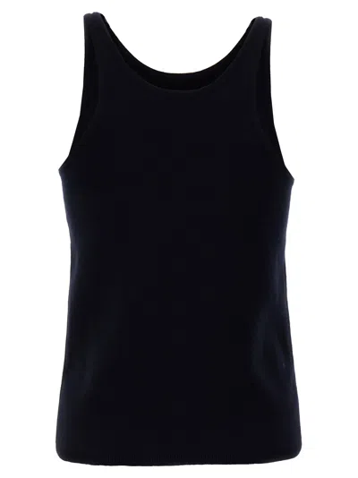Max Mara Stretch Wool Knit Tank Top In Black