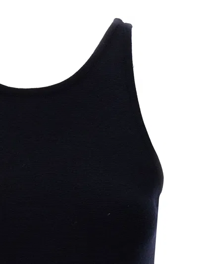 Max Mara Stretch Wool Knit Tank Top In Black