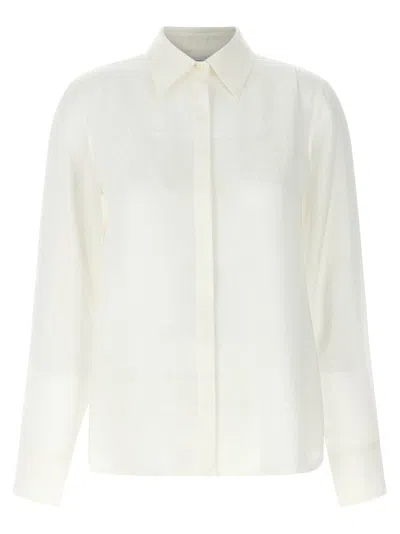 Ferragamo Blouse Logo Print Long Sleeves In Neutral