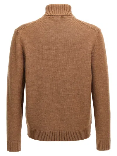Zanone Wool Turtleneck Sweater In Brown