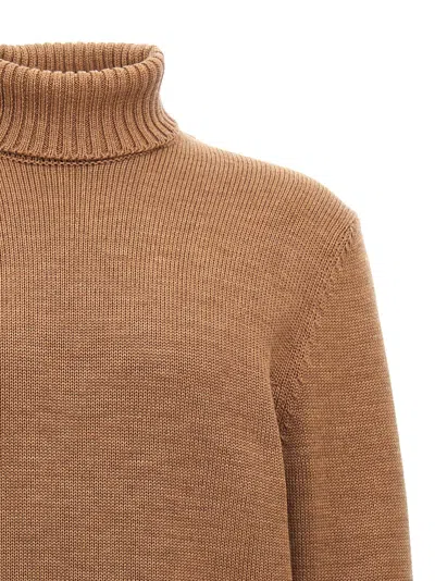 Zanone Wool Turtleneck Sweater In Brown