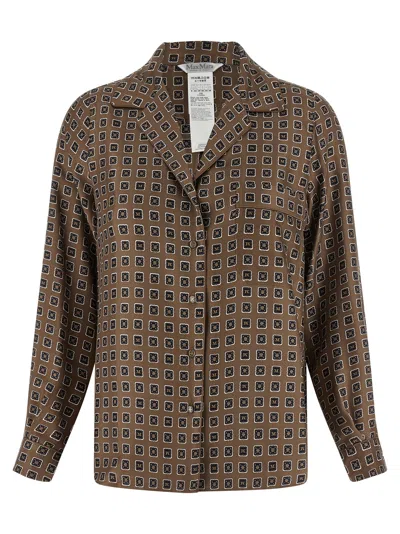 Max Mara Archive Print Silk Blouse In Brown
