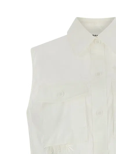 P.a.r.o.s.h . Embroidered Technical Fabric Shirt In White