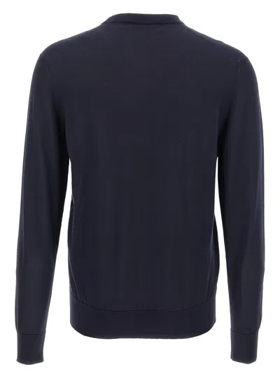 Dolce & Gabbana Logo-embroidered Silk Sweater In Navy