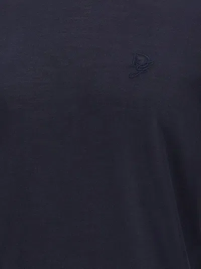 Dolce & Gabbana Logo-embroidered Silk Sweater In Navy