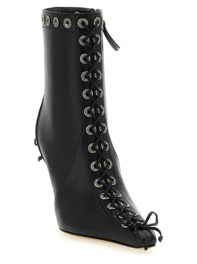 Mach&mach Mach & Mach Crystalized Corset Ankle Boot In Black